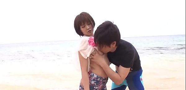  Saya Tachibana sex at the beach with a younger guy  - More at Japanesemamas com